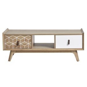 MESA CENTRO  2 CAJONES 1 HUECO ROBLE J / BLANCO